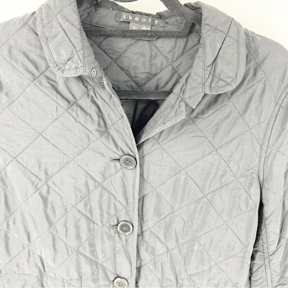 ✅ THEORY BLACK QUILTED SHORT JACKET WITH POCKETS SIZE LARGE - Picture 4 of 6